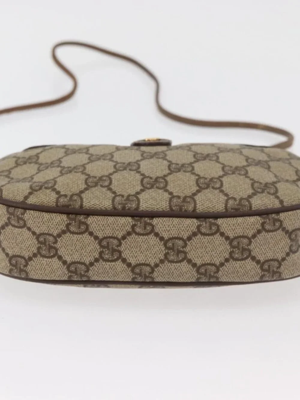 GUCCI GG Supreme Web Sherry Line Bag PVC Beige Gold 007 58 6112 Auth 176401